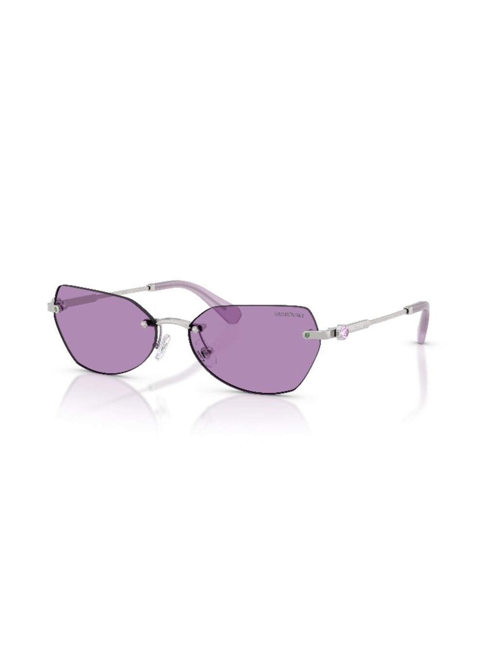New Swarovski Women's Sunglasses Silver Purple Lens Metal Frame SK7038 400169 58
